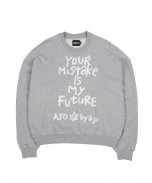 [기모] Oversized Tape Slogan Sweatshirt [Melange Grey]