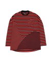 Oversized Stripe Mixed T-Shirt [Red]