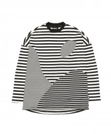 Oversized Stripe Mixed T-Shirt [Ivory]
