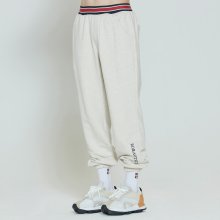 STRIPE BANDING JOGGER PANTS_MELANGE IVORY