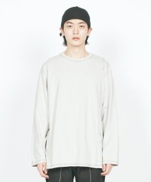 CTRS ST LABEL OVER L/S TEE LIGHT GREY