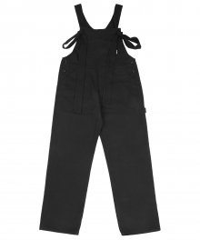 Washed Cotton Ribbon Overall [Black]