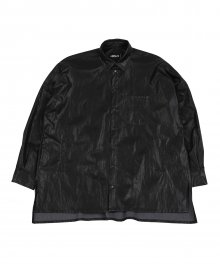 Oversized Vintage Fake Leather Shirt [Black]