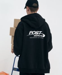 POST ZIP UP HOODIE (BLACK)