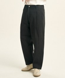 Curved Cotton Pants [Black]