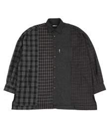 Oversized Check Mixed Shirt [Black]