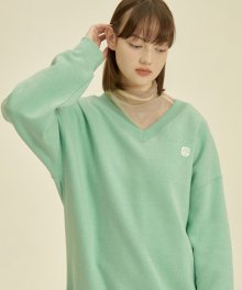 Rose V Neck Sweatshirt [GREEN]