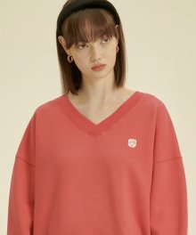 Rose V Neck Sweatshirt [PINK]