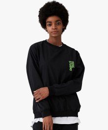 NYLON BLEND WOVEN SWEATSHIRT - BLACK