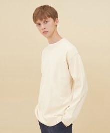 SEMI OVER-FIT ROUND NECK SWEATER_IVORY