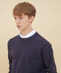 SEMI OVER-FIT ROUND NECK SWEATER_NAVY
