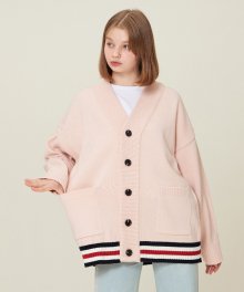 THREE LINE HEM KNIT CARDIGAN_PITCH PINK