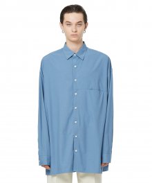 오버사이즈 텐셀 라인 셔츠 - DEEP BLUE
