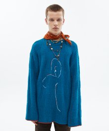 유니섹스 오버사이즈 엠보더리 스웨터 atb422u(D.BLUE)
