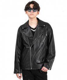 Leather biker jacket (Black)