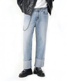 Basic roll-up jeans (Lightblue)