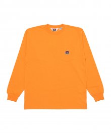 화이트라벨 포켓 롱 슬리브 티셔츠 오렌지