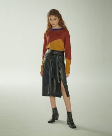 strap leather skirt Black