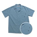 플랩(FLAP) 오픈 카라 솔리드 워싱 셔츠 (Blue)