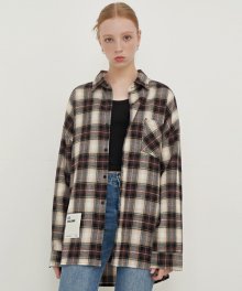 [UNISEX] OVERFIT SQUARE CHECK SHIRT_BROWN