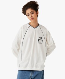 V NECK WINDPULLOVER - WHITE