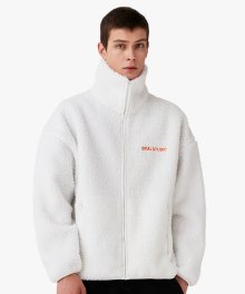 SHERPA FLEECE FULL ZIP JACKET - OFF WHITE