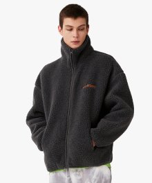 SHERPA FLEECE FULL ZIP JACKET - DARK GREY