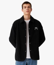 OVERSIZED FLEECE SHIRTS JACKET - BLACK