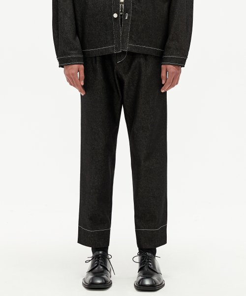 MUSINSA LMOOD Contrast Stitch Denim Trousers