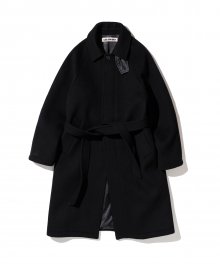 Grosvenor Belted Wool Balmacaan Coat black