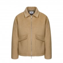 minimal wool zip-up jacket / beige