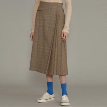 수입소재 Pleated Check Midi Skirt [BROWN] JYSK0D911W2