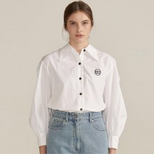 Shirred-sleeve Cotton Shirt [WHITE] JYBL0D910WT