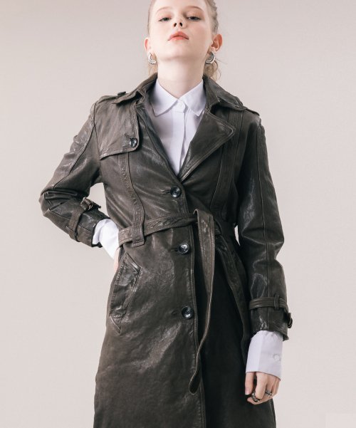 Пальто trench classic leather goat KH