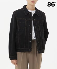 ROSE STITCH POINT DENIM JACKET BLACK