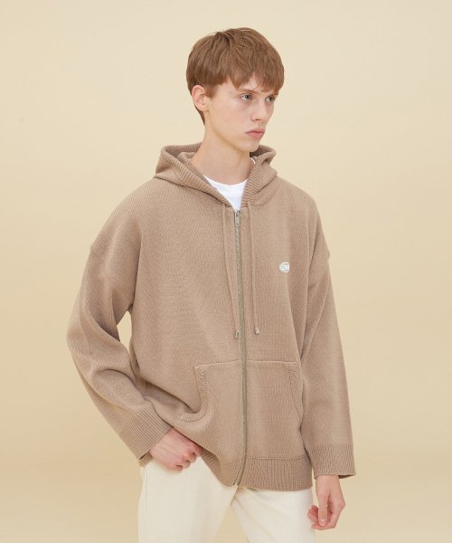 KNIT HOOD ZIP-UP_MOCHA