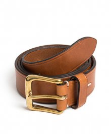 CL BRASS LEATHER BELT (brown)