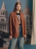 Leather Single Jacket in Brown_VL0AJ2000