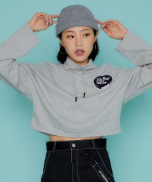 HEART CROPPED HIGHNECK TEE-GREY