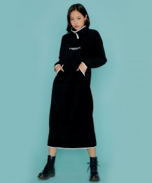 FLEECE PULLOVER DRESS-BLACK