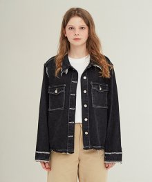 stitch denim jacket (black)