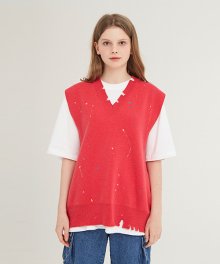 [unisex] knit vest (dark pink)