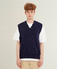 [unisex] knit vest (navy)