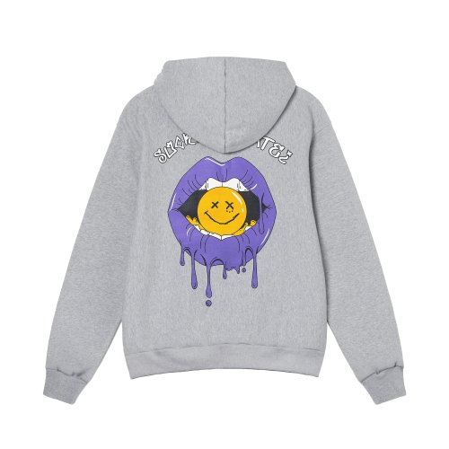 HOODIE PURPLE LIP Gray