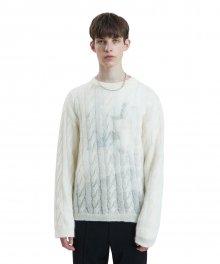 LIFUL KID MOHAIR CABLE KNIT SWEATER ivory