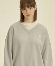 Rose V Neck Sweatshirt [LIGHT GREY]