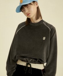 Velvet Rose Crop Sweatshirt [CHARCOAL]