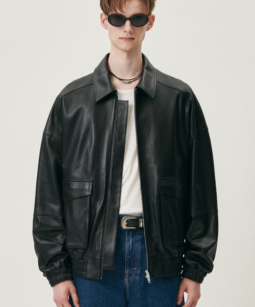 DOFFJASON OVERSIZED LAMBSKIN JACKET身幅59