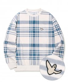 FLEECE CHECK SWEATSHIRT BLUE