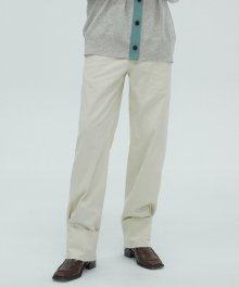 BUTTON UP STRAIGHT PANTS - CREAM